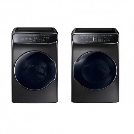 Samsung - Paquete Lavadora Flex Carga Frontal 24 + 3.5 Kg y Secadora Flex Carga Frontal 24+3.5 Kg – Negro DVG27M9900V/AX / WV27-