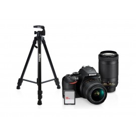 Nikon – Cámara DSLR 3500 18-55mm /70-300 mm - Tripie - SD 16GB – Negro 19097-TecnologiadelHogar-