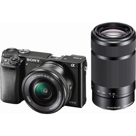 Sony – Cámara Mirrorless ILCE-6000 + SEL55-210mm / SELP16-50mm – Negro ILCE-6000+SEL55210+SELP-1650-TecnologiadelHogar-Básicas -