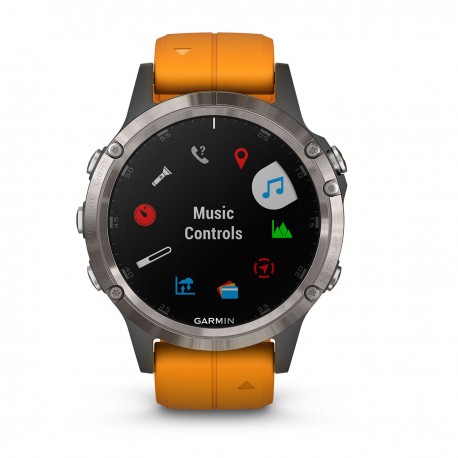 Garmin – Smartwatch Fénix 5 Plus – Zafiro, Titanio - Naranja 010-01988-04-TecnologiadelHogar-Smartwatches Deportivos