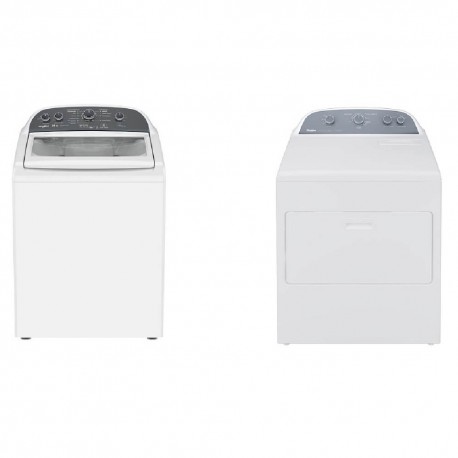 Whirlpool - Paquete Lavadora Carga Superior 20 Kg y Secadora a Gas Carga Frontal 7MWGD1950EI 19 Kg - Blanco 8MWTW2081EN/7MWGD19-