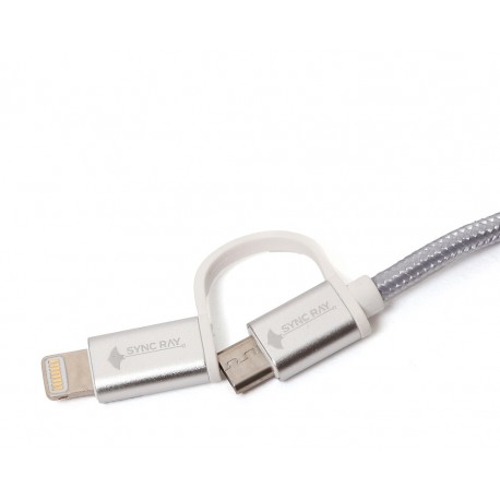 Sync Ray -  Cable Dual Lightning + Micro USB - Plata SR-BC40-TecnologiadelHogar-