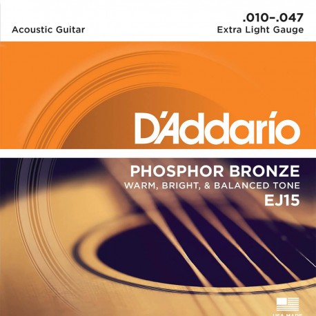 D'Addario - Cuerda para guitarra - Bronce EJ15-TecnologiadelHogar-Cuerdas