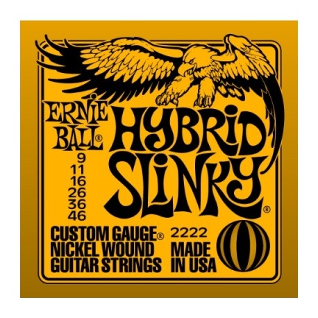 Ernie Ball - Cuerda para guitarra eléctrica Hybrid Slinky - Naranja 2222-TecnologiadelHogar-Cuerdas