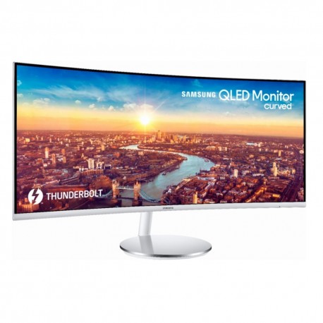 Samsung - Monitor curvo de 34" QLED Thunderbolt - Plata LC34J791WTLXZX-TecnologiadelHogar-