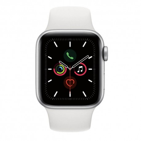 Apple - Apple Watch (último modelo) Serie 5 GPS de 40 mm cuerpo de aluminio color plata / banda deportiva blanca - Plata MWV62L-