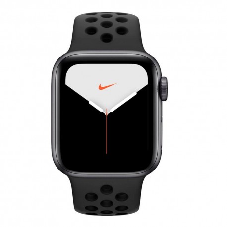 Apple - Apple Watch (último modelo) Serie 5 GPS de 40 mm Nike cuerpo aluminio gris / banda deportiva negra - Gris Esp MX3T2LZ/A-