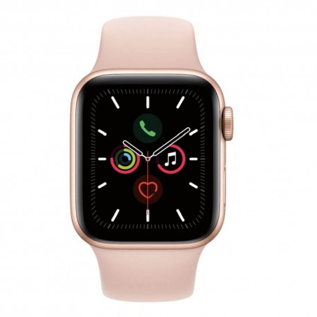 Apple - Apple Watch  (último modelo) Serie 5 GPS de 40 mm cuerpo de aluminio en color oro con banda deportiva rosa - Oro MWV72L-