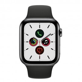 Apple - Apple Watch (último modelo) Serie 5 GPS LTE de 44 mm acero inoxidable con correa negra - Negro MWW72LZ/A-TecnologiadelHo