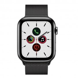 Apple - Apple Watch (último modelo) Serie 5 GPS LTE de 44 mm acero inoxidable con correa milaness - Negro MWW82LZ/A-Tecnologiade