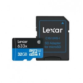 Lexar – Tarjeta Micro SD más Adaptador 633x – 32GB – Negro LSDMI32GBBAP633A-TecnologiadelHogar-Tarjetas de memoria