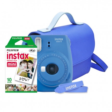 Fujifilm – Paquete Cámara instantánea Instax Mini 9 más Estuche más Correa más Película - Cobalto 309930713-TecnologiadelHogar-C